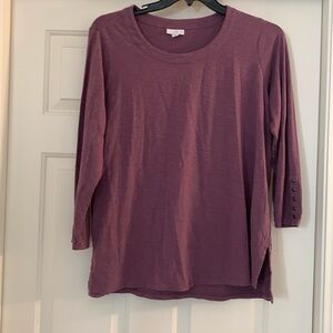 J Jill purple long sleeve shirt with buttons on the sleeves